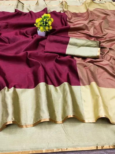 Cotton Silk Checked Sarees without Blouse