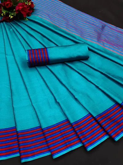 Cotton Silk Checked Sarees without Blouse