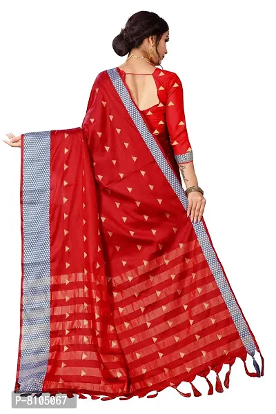 Red Cotton Silk Solid Sarees For Women-thumb3