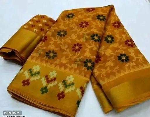 Soft Cotton Embroidery Mirror Work Saree With Blouse piece-thumb0