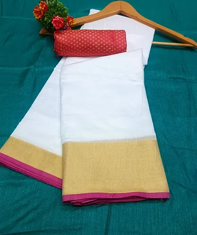 Attractive linen cotton Sarees 