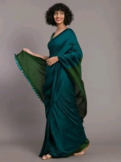 Plain Fancy Latest Design Cotton Silk Sarees With Blouse Piece