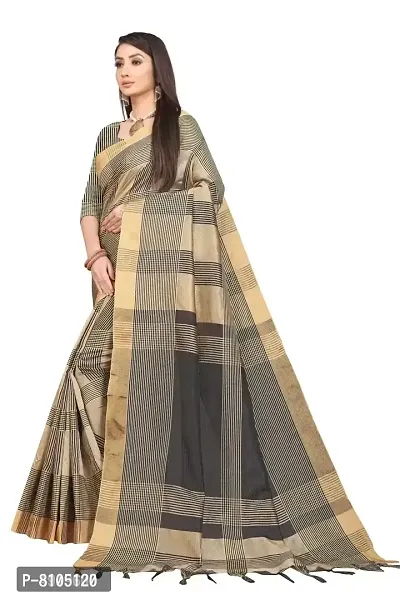 Ditya Fashion's Women's linen with silver border saree and jacquard blouse ( st52 , Yellow )-thumb2