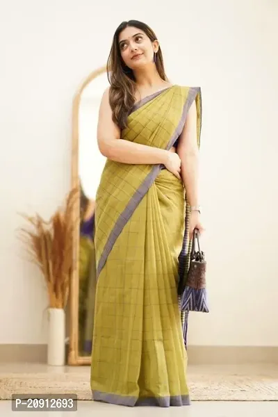 Beautiful Linen Saree With Blouse Piece