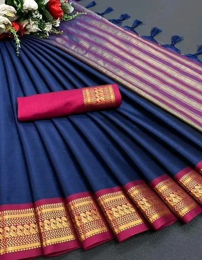 Beautiful Pure Silk Woven Design Saree With Blouse Piece