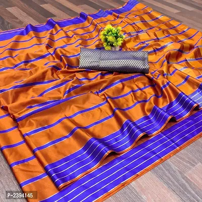 Multicoloured Sana Silk Saree with Blouse piece