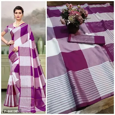 Beautiful Cotton Blend Jacquard Saree with Blouse piece-thumb0