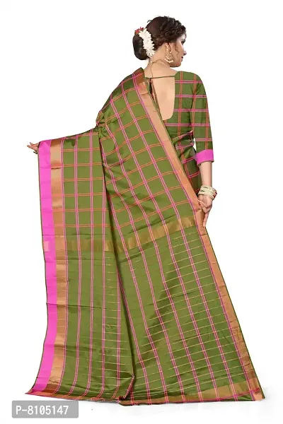 Dity Fashion Women's Soft Silk Saree With Blouse Pieces (Parrot Green)-thumb2