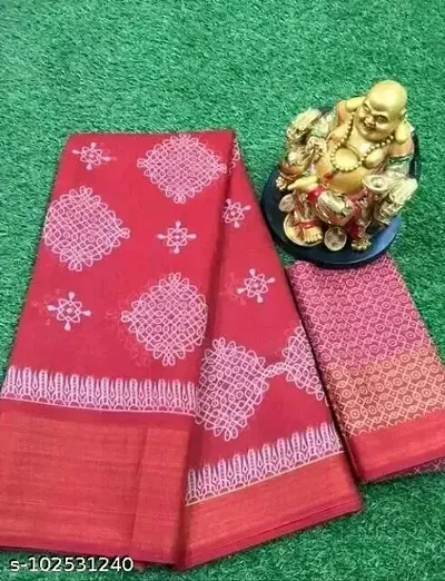 Attractive Cotton Printed Bandhani Saree with Blouse piece