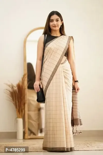 Beautiful Linen Cotton Slub Saree with Blouse piece