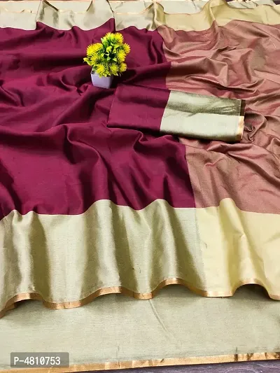 Beautiful Linen Silver Zari Border Saree with Blouse piece