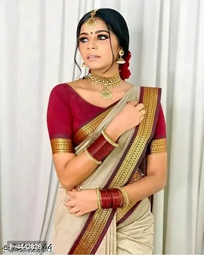 Beautiful Art Silk Jacquard Saree with Blouse piece