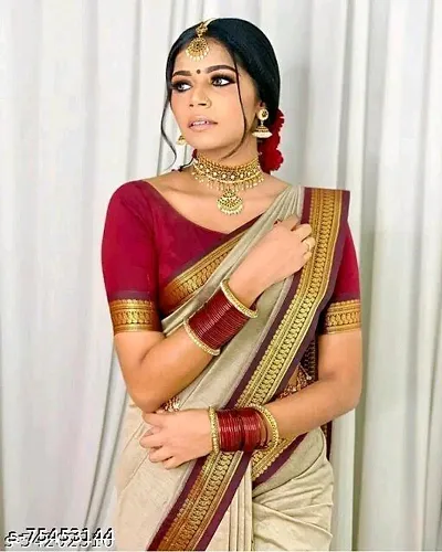 Must Have Art Silk Saree with Blouse piece 