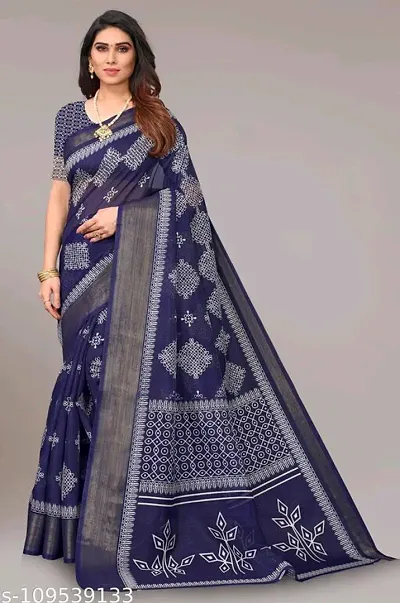 Attractive Bandhani Zari Border Saree with Blouse piece