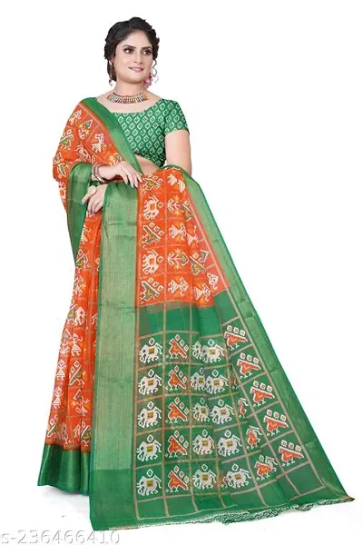 Ditya Fashion Womens Cotton Printed Bandhani Design Saree With Blouse Pieces