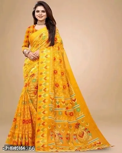 Ditya Fashion Women,s Cotton Printed Daily Use Bandhani Design Print Saree With Blouse Pieces (yellow)