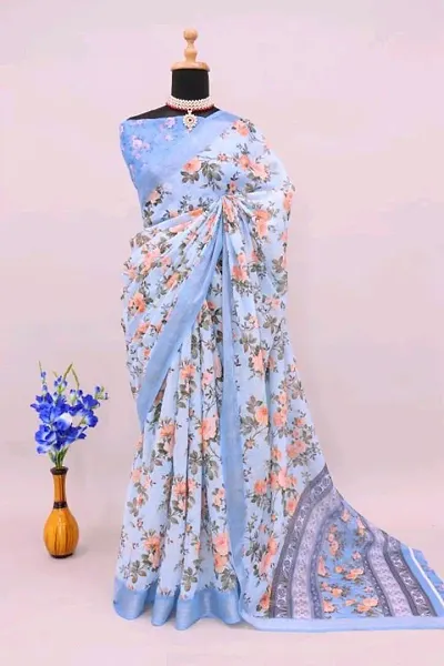 Aagyeyi Pretty Pure Silk Saree with Blouse piece For Women