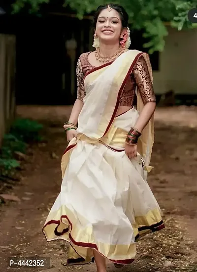 Latest Beautiful Linen Solid Saree with Jacquard Blouse piece