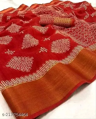 Attractive Zari Border Saree with Blouse piece