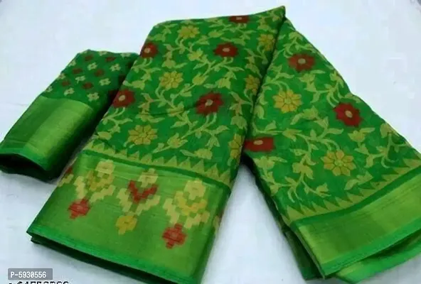 Women Cotton Printed Saree With Blouse Piece-thumb0