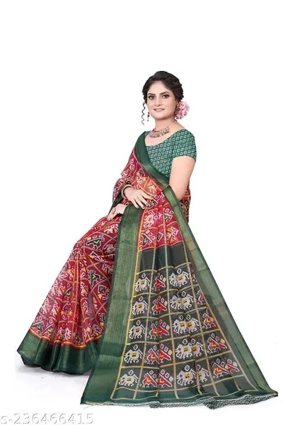 Elegant Blend Saree with Blouse piece For Women