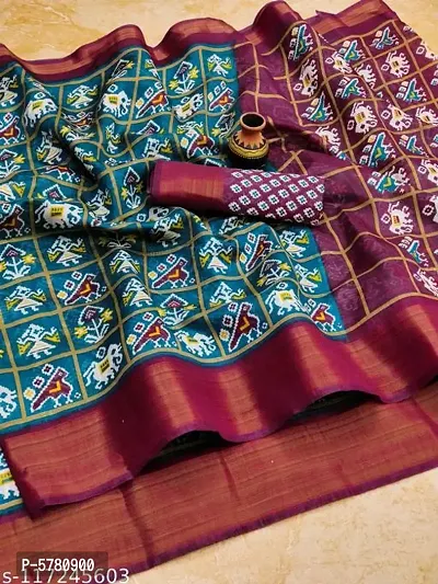 Cotton Printed Saree With Blouse Pieces-thumb0