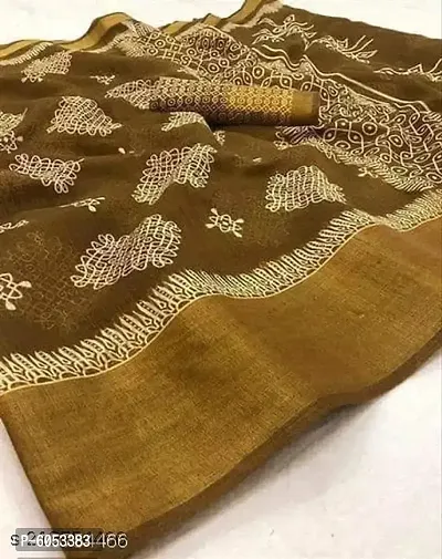 New Latest Cotton Flower Printed Saree With Blouse