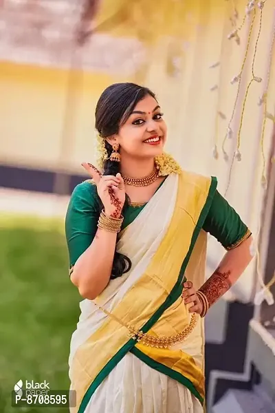 Trendy Women Cotton Saree with blouse Piece