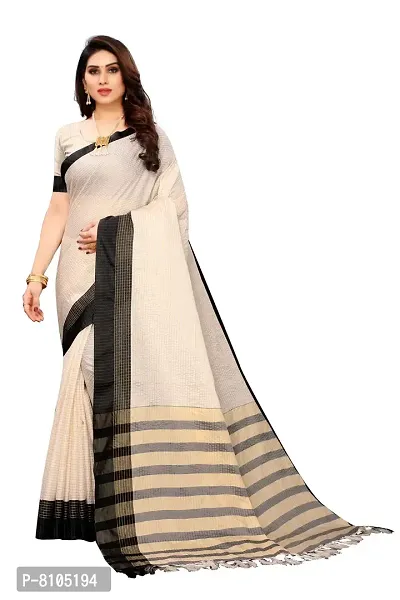 Ditya Fashion Women's Cotton Silk Tempel Butti Design Saree With Blouse Pieces (Grey)