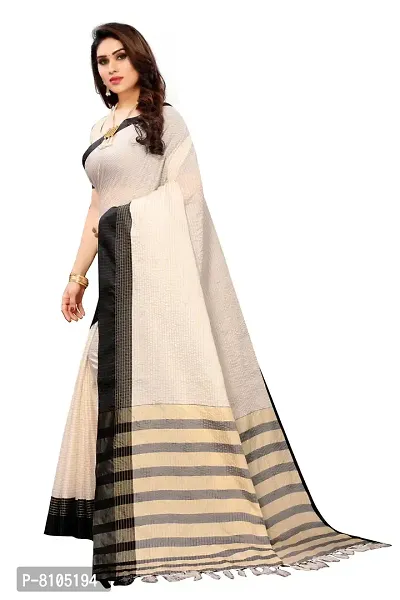 Ditya Fashion Women's Cotton Silk Tempel Butti Design Saree With Blouse Pieces (Grey)-thumb2