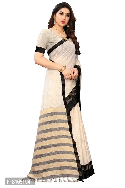 Ditya Fashion Women's Cotton Silk Tempel Butti Design Saree With Blouse Pieces (Grey)-thumb3