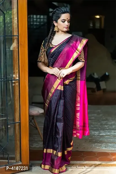 Beautiful Linen Saree With Blouse Piece-thumb0