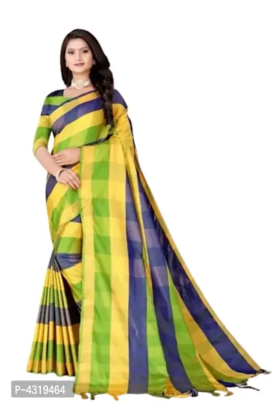 Golden Cotton Silk Solid Sarees For Women