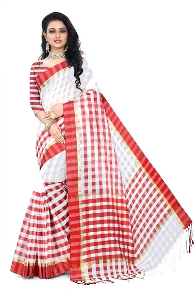 Stylish Art Silk Sarees with Contrast Blouse Piece