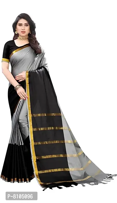 Beige Cotton And Silk Solid Sarees For Women-thumb0