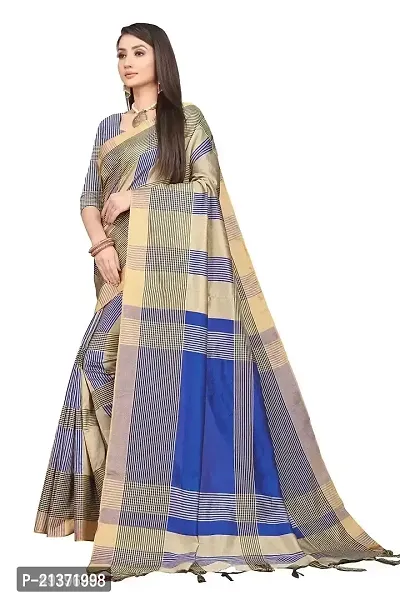 Stylish Multicoloured Cotton Silk Saree with Blouse piece For Women-thumb3