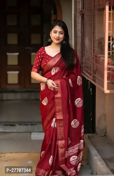 Handloom silk blend Sarees for Women-thumb0