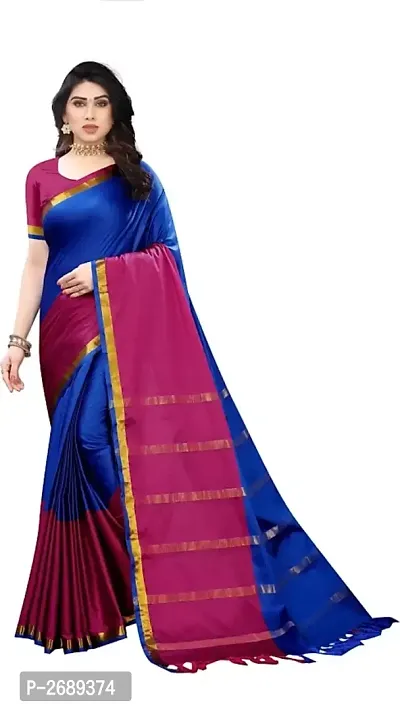 Multicoloured Sana Silk Saree with Blouse piece-thumb0