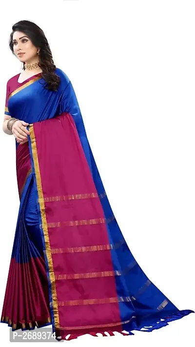 Multicoloured Sana Silk Saree with Blouse piece-thumb2