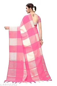 Stylish Pink Cotton Silk Saree with Blouse piece For Women-thumb1