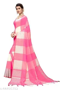 Stylish Pink Cotton Silk Saree with Blouse piece For Women-thumb2