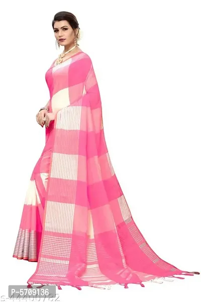 Stylish Pink Cotton Silk Saree with Blouse piece For Women-thumb3