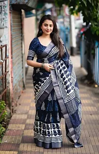 Abhisarika Pretty Cotton Silk Saree with Blouse piece For Women-thumb1