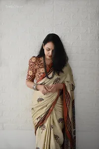 Beautiful Mulmul Cotton Saree with Blouse piece For Women-thumb1