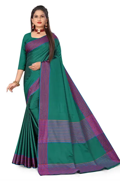 Beautiful Cotton Silk Checked Sarees with Blouse piece
