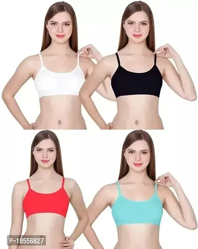 Stylish Fancy Nylon Spandex Solid Bras For Women Pack Of 4