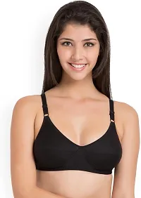 CHILEELIFE Cotton Blend Casual Medium Coverage Non-Padded Wire Free Solid Everyday Bra for Women-thumb2