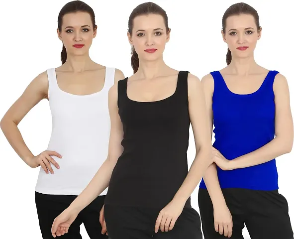 CHILEELIFE Rib Solid Casual Slim Fit U-Neck Sleeveless Tank Top/Vest Camisole for Women