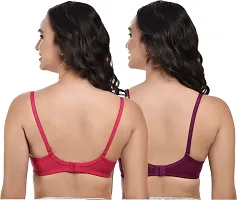 CHILEELIFE Cotton Blend Casual Lightly Padded Full Coverage Wire Free Solid Everyday Bra for Women-thumb1