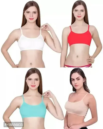 Stylish Fancy Nylon Spandex Solid Bras For Women Pack Of 4